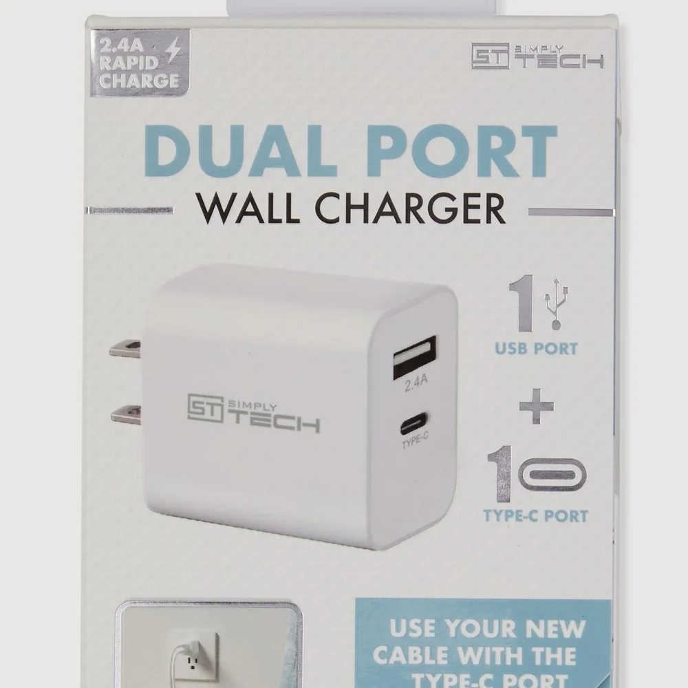 Dual Port Wall Charger - White